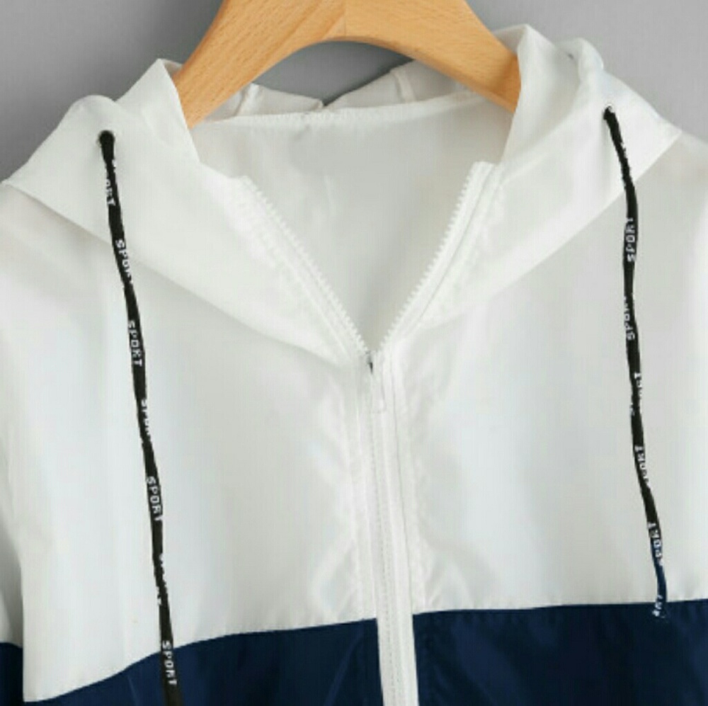 Color Block Elastic waist Drawstring Jacket - Picture 2 of 4